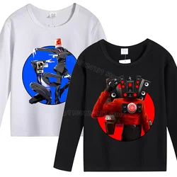 Skibidi Toilet abbigliamento per ragazzi bambini t-Shirt manica lunga cotone Anime vestiti Tee comodi top Cartoon Base Shirt regali