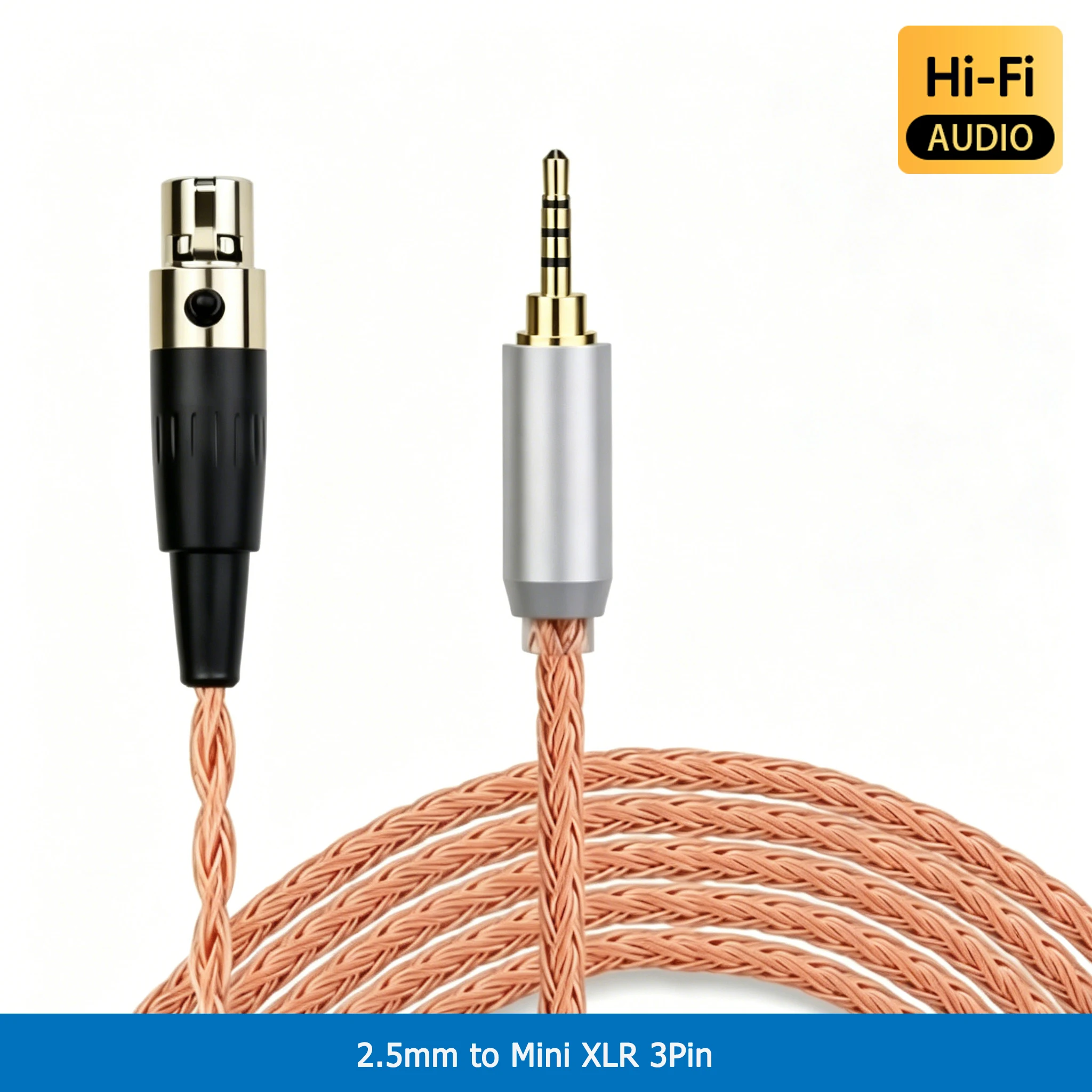 HiFi 16 Core 2.5/3.5/4.4/6.35 XLR to Mini XLR 3Pin Headphone Cable For AKG Q701 K240S K272 Beyerdynamic DT1900 Pro DT1700 Pro
