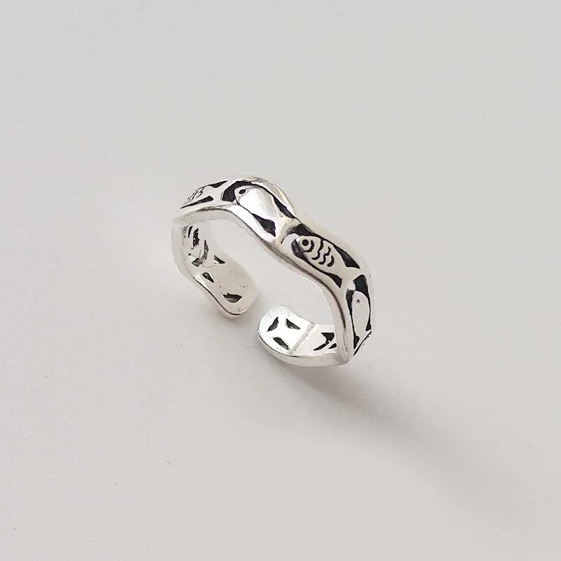 Fashion Silver Color Fish Open Rings for Women Simple Creative  Adjustable Statement Finger Ring Jewelry Accessories Gift image 5