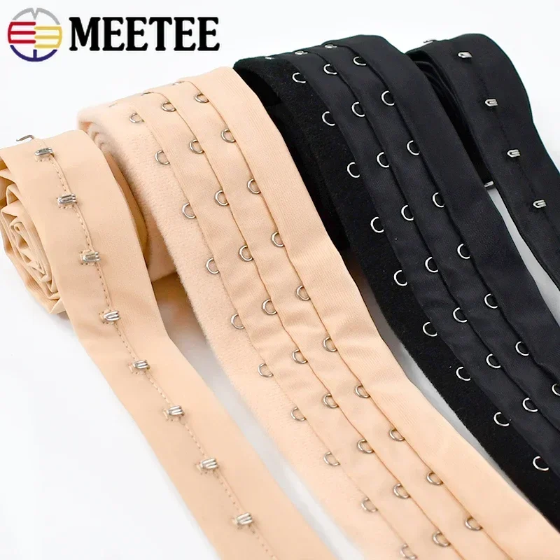 1Yard 3 Rows Bra Extender Underwear Hook Eye Tape Back Buckle Corset Extension Strap Ribbon Band DIY Sewing Accessories