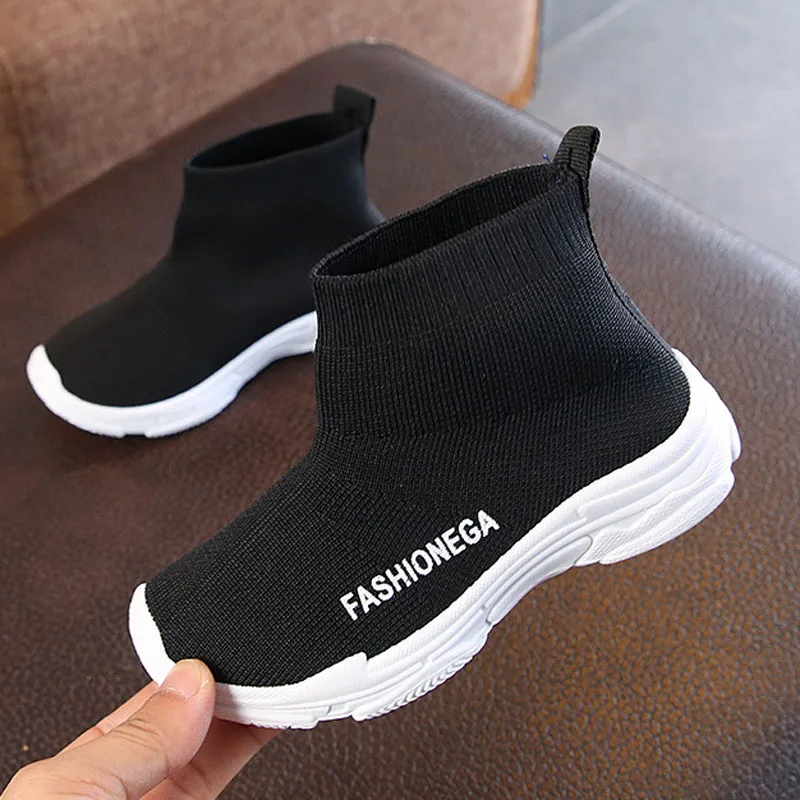 

2023 Solid Color Children Casual Shoes Boys Sneakers Girls Knitted Sports Shoes Socks Style Fashion Breathable Kids Shoes CSH797