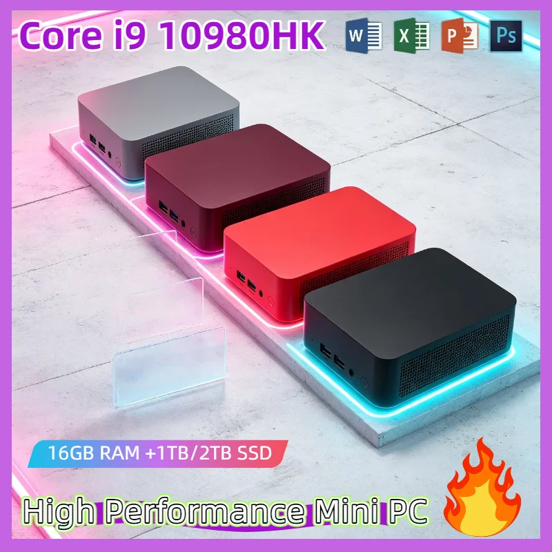 Mini PC Intel Core i9 10980HK 16GB RAM 1TB 2TB M.2 SSD WiFi 6 BT5.2 Low Power NVMe Desktop Computer Pro Max Unit