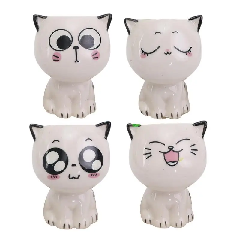 Maceta de cerámica con forma de gato para plantas suculentas, jarrón para plantas de interior, macetas de viñetas de animales, decoración del hogar,