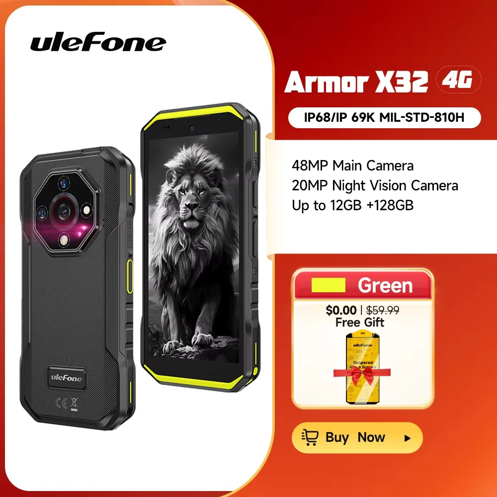 Ulefone Armor X32 4G Rugged Phone Android 14 Waterproof Smartphone
