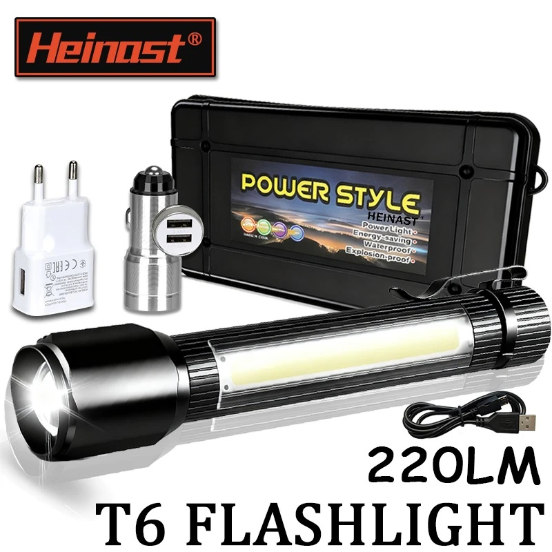 Hochleistungs-LED-Taschenlampe aus Aluminiumlegierung, leistungsstarke wiederaufladbare USB-Taschenlampe mit Seitenlicht, Taschenlampe für Outdoor-Camping, Wandern