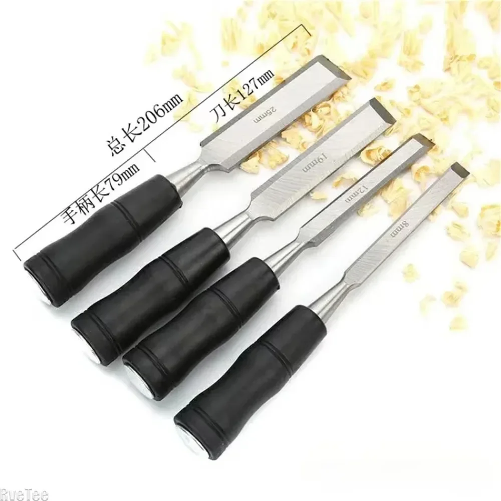 Carpenter\'s Tool Wood Chisel Hand Tool Wood Chisel Carbon Steel Chisel with Hammer End and Anti-Slip Handle 19/25/32/38mm