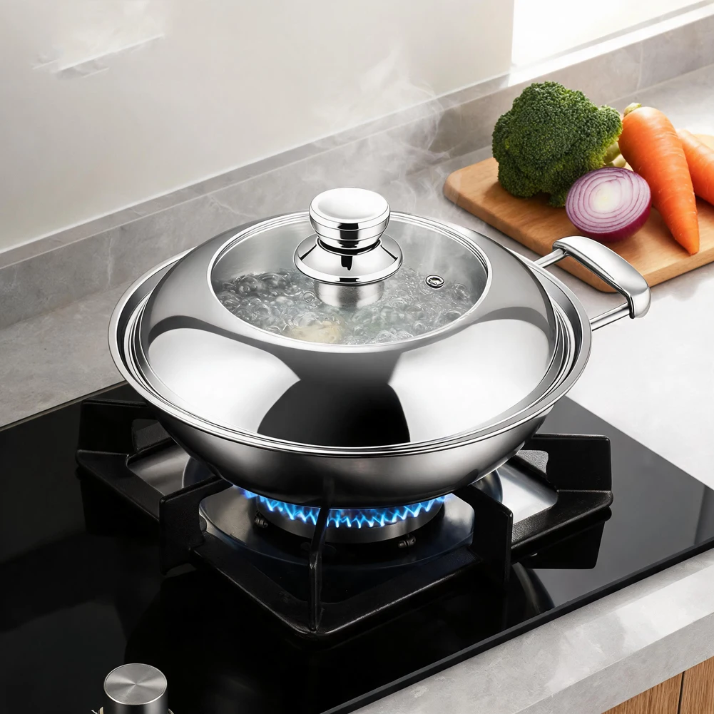 Heat Resistant Stainless Steel For Cooking Lid with Large Tempered Glass Panel for Safe and Efficient Food Preparation