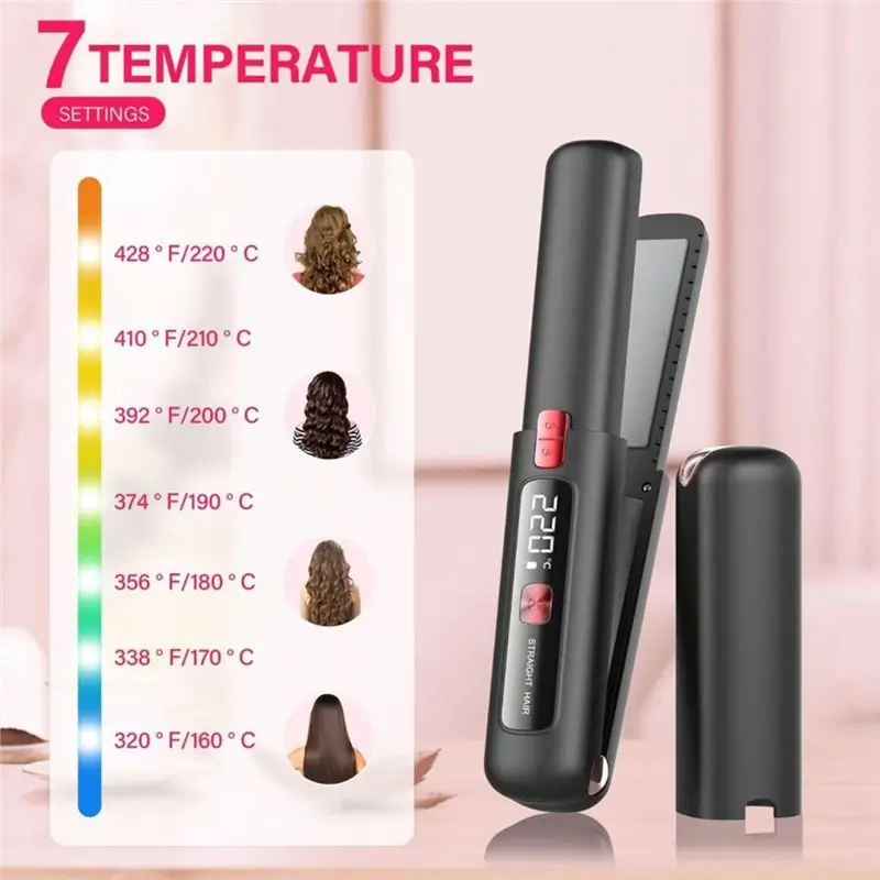 B01C-Cordless Hair Straightening And Curling Device Curler 2 In 1, USB Rechargeable, 4500Mah Battery, 10S Fast Heating