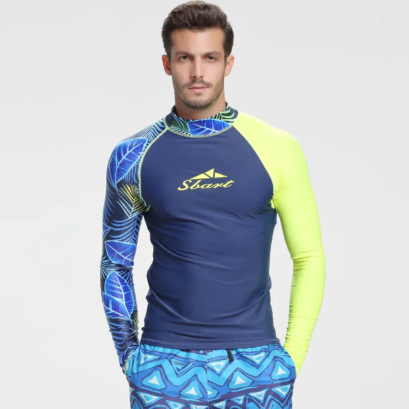 Uomo surf Rashguard camicie manica lunga costumi da bagno attillati protezione UV sport acquatici nuoto Floatsuit Diving top t-shirt