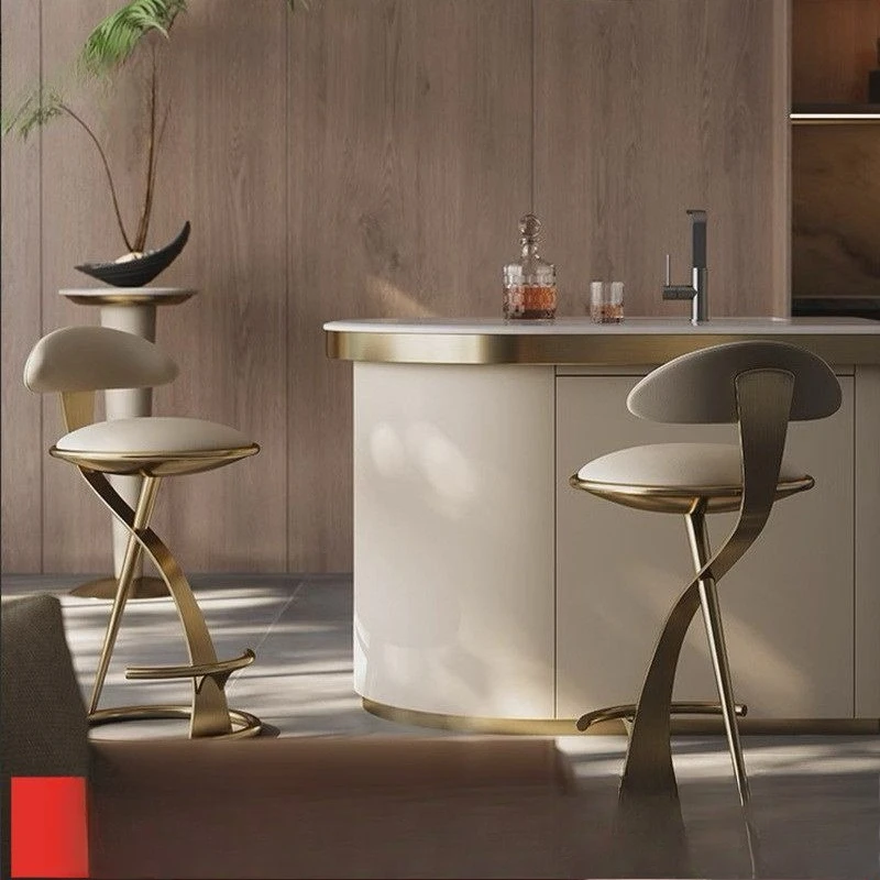 Stainless steel bar stool, Italian light luxury home front desk chair, bar chair, high stool high-end bar chair