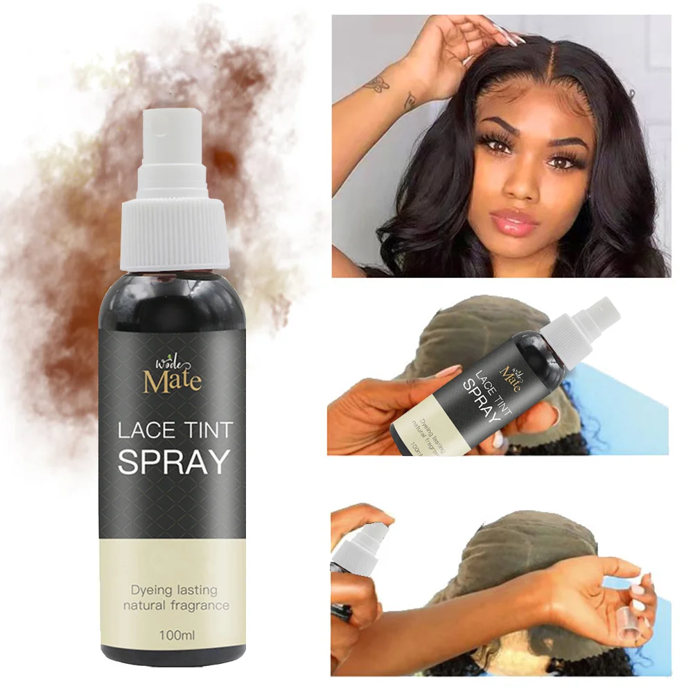 Private Label Lace Tint Spray for Wigs Dark Brown Middle Brown Light Brown Lace Dyeing Spray Tinted Lace Aerosol Spray