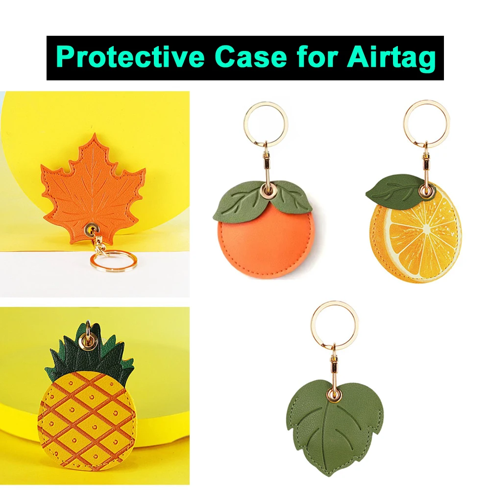 

Кожаный чехол-брелок для держателя Airtag с фруктовым узором, трекер с защитой от потери Air Tag, защитный чехол для ключей, рюкзак, багажа