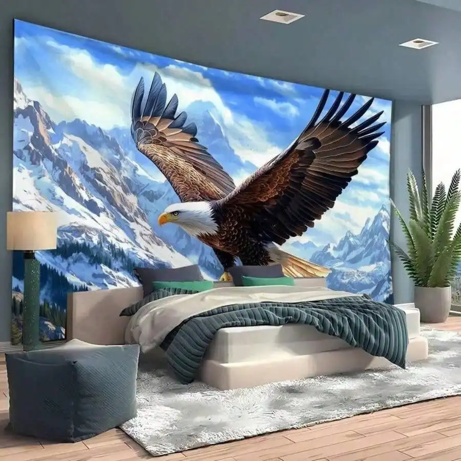 Bald Eagle Tapestry - Majestic Mountain Landscape Wall Hanging, American Symbol Art, Living Room Bedroom Decor, Multiple Sizes