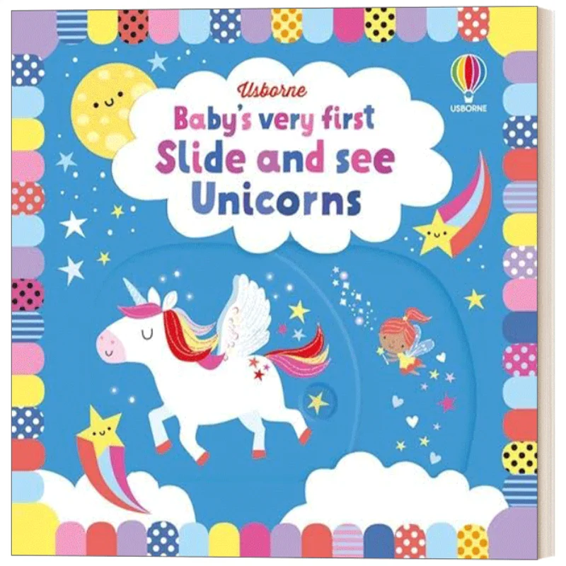 Первая детская скользка Usborne и видение единорогов, детская книга с картинками на английском языке для детей 2, 3, 4, 5 лет, доска-книга 9781474999090