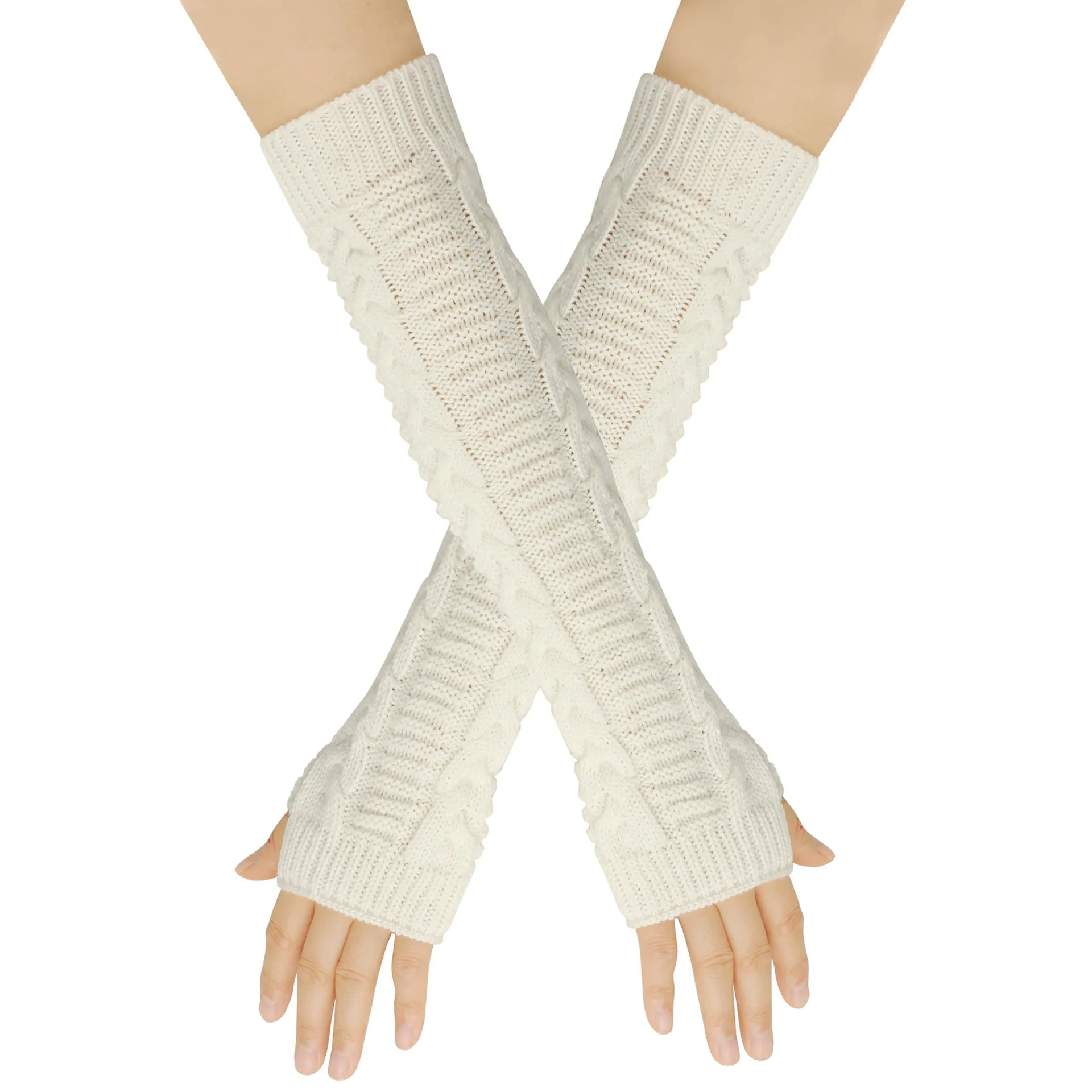Winter Warm Knitted Arm Warmers for Women Shopping Acrylic Long Sleeves Solid Color Daily Outfits Lady Student Thermal Arm Cover