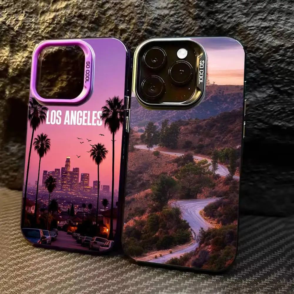

Travel Los Angeles California Phone Case For iPhone 17,16,15,14,13,12,11,Pro Max,Plus black Candy Silver Cover