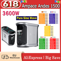 Ampace Andes 1500 3600W Pure Sine Wave Portable Power Station 1462Wh Lifepo4 Capacity Solar Generator Full Charge in 55Min