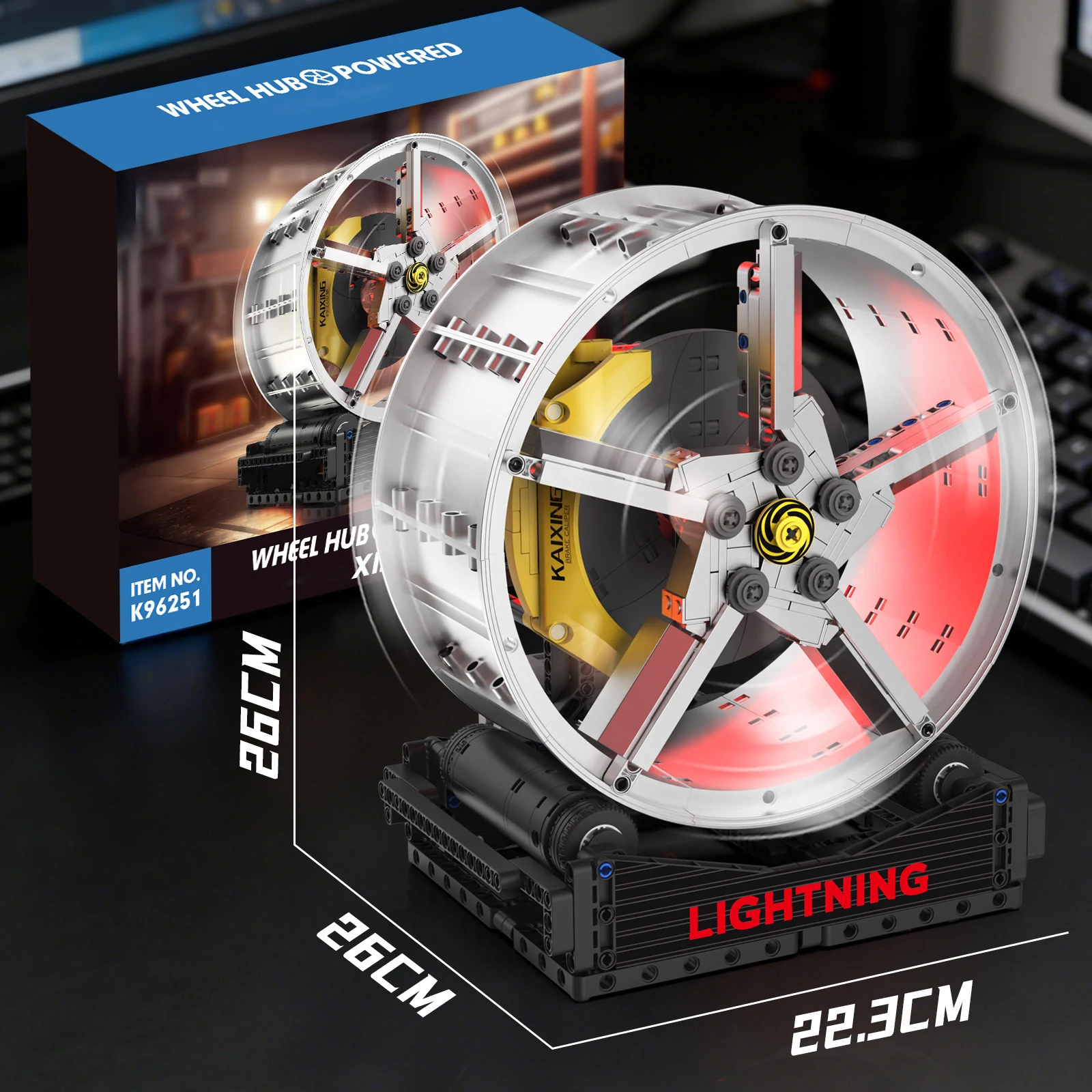 

K96251 Car Wheel Hub LED Light-up Building Blocks DIY MOC Model Desktop Decor Adult Collectible Gift Birthday Holiday
