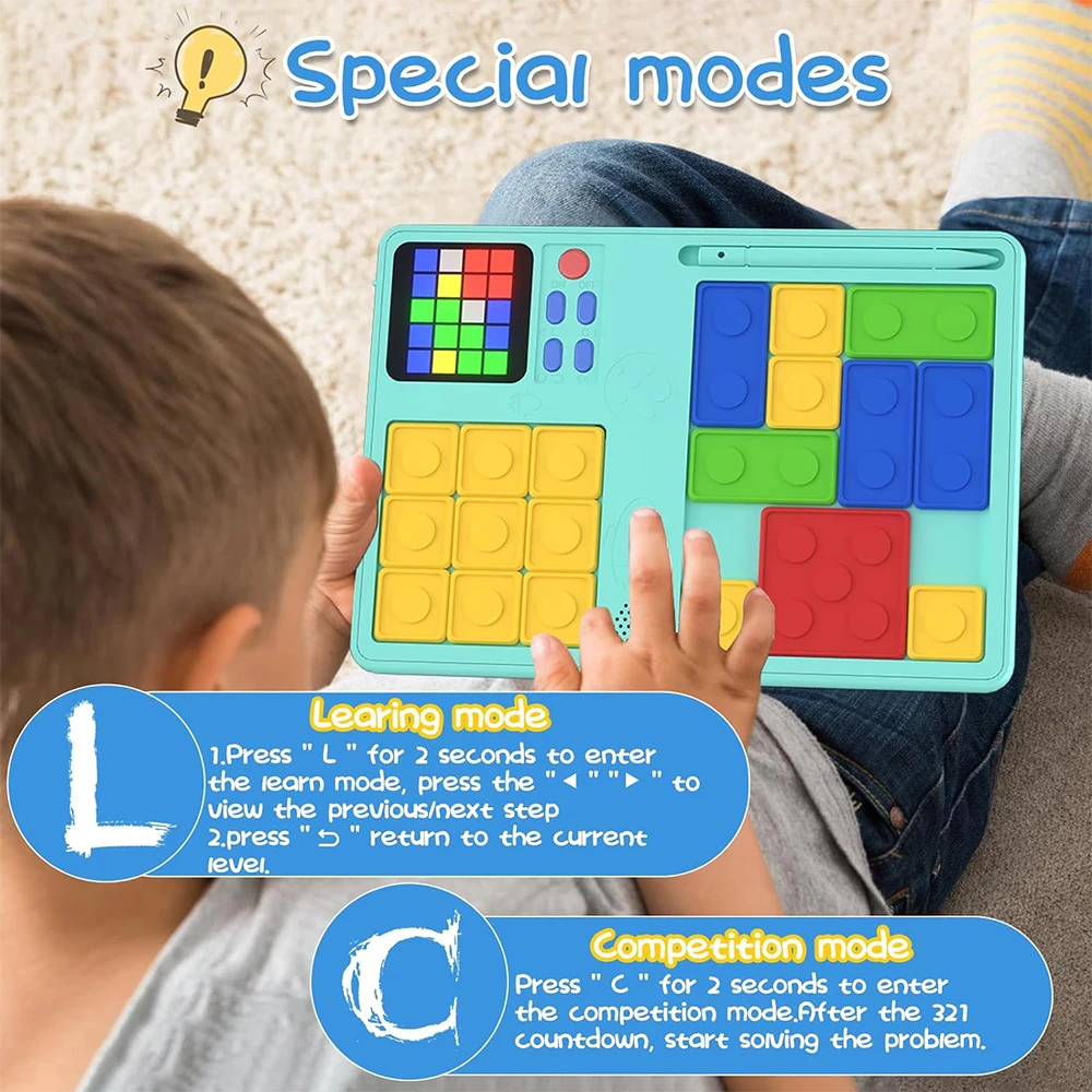 Drawing Tablet 2 in 1 LCD Screen Writing Tablet Learning Toys for Kids Boys Gifts Portable Slide Puzzle Game Handwriting Pads