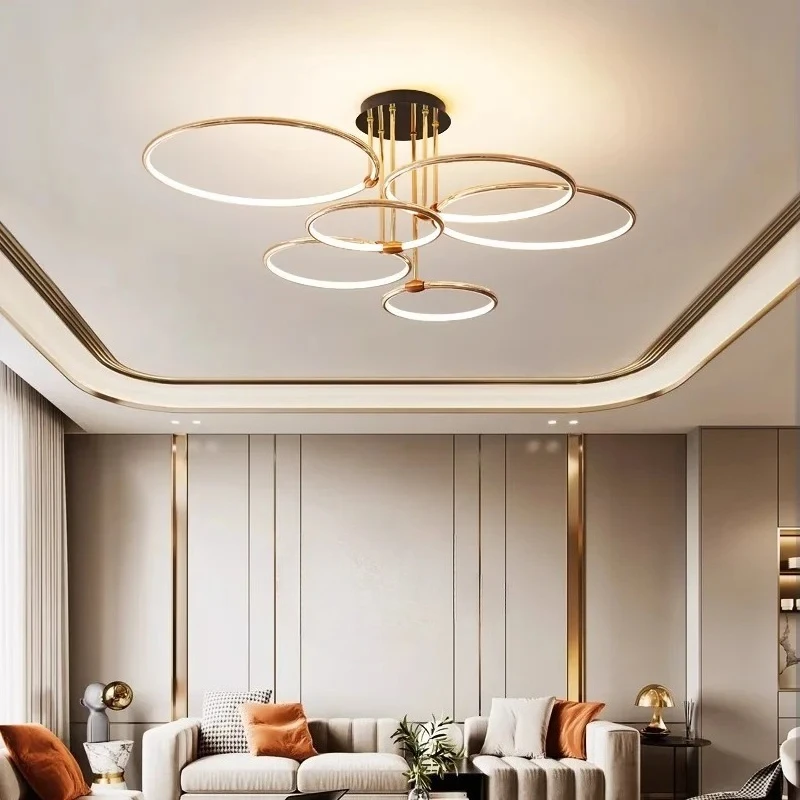 

Modern Minimalist Luxury Living Room Ceiling Light Nordic Creative Round Ring Chandelier for Dining Room Bedroom Main Light
