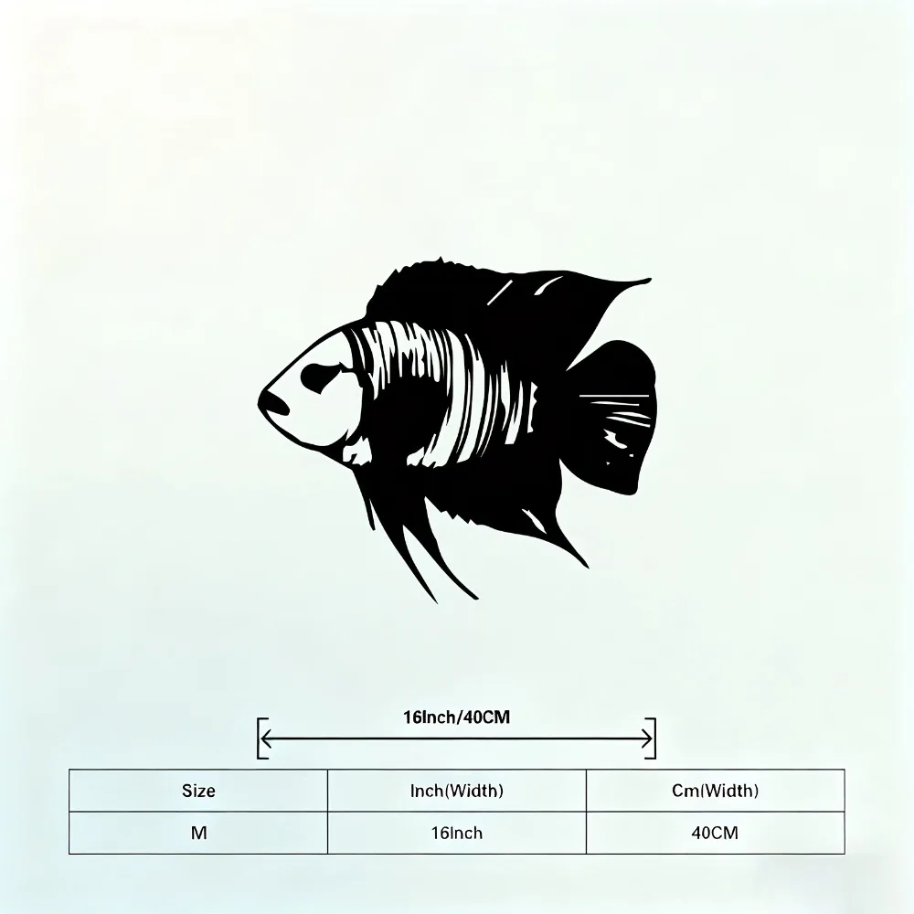 Cichlid Fish Metal Wall Art Black Iron Sculpture Rustproof Indoor Outdoor Gift for Fish Lovers