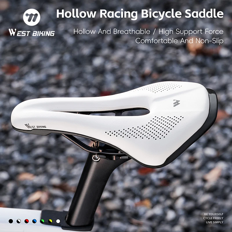 Selim de Bicicleta Ultraleve WEST BIKING com Design Aerodinâmico Oco, Respirável e Impermeável em PU para MTB