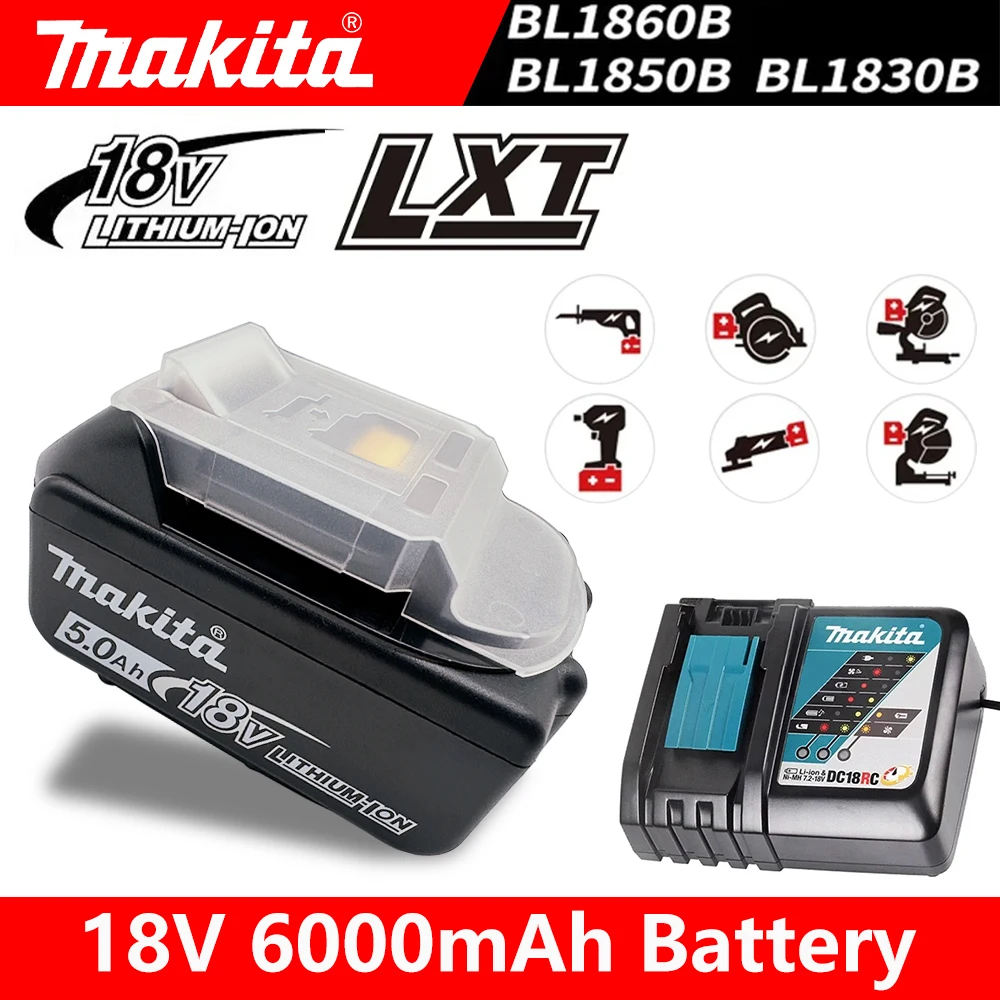 

Новый Улучшенный литий-ионный аккумулятор Makita 18 в 6000 мАч BL1830 BL1830B BL1840 BL1850 BL1850B BL1860B, сменный аккумулятор