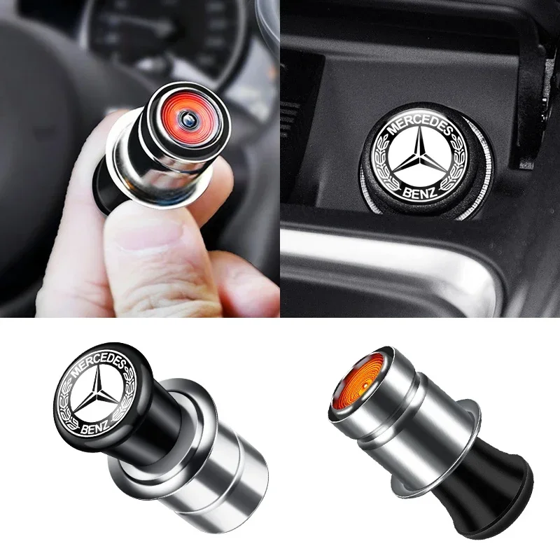 Car Logo Cigarette Lighter 12V ABS Stainless Material For Mercedes Benz AMG W206 Class C200L W204 GLA W203 W220 W213 W212 W201