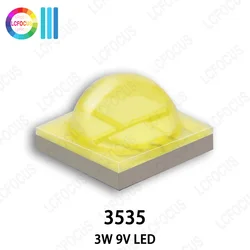 Chip LED 3W 9V di alta qualità bianco caldo bianco naturale bianco 3000K 4000K 6000K COB SMD 35mil utilizzato per sostituire la torcia con perline lampada CREE 3535 XPE