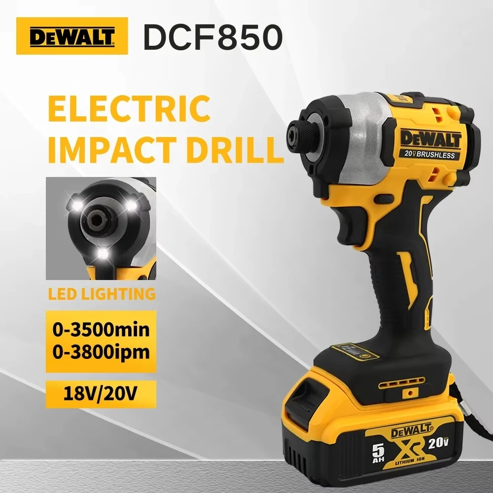 DEWALT DCF850 20V Impact Driver 205NM Brushless Motor Cordless Rechargable Screwdriver Electric Impact Drill Power Tools