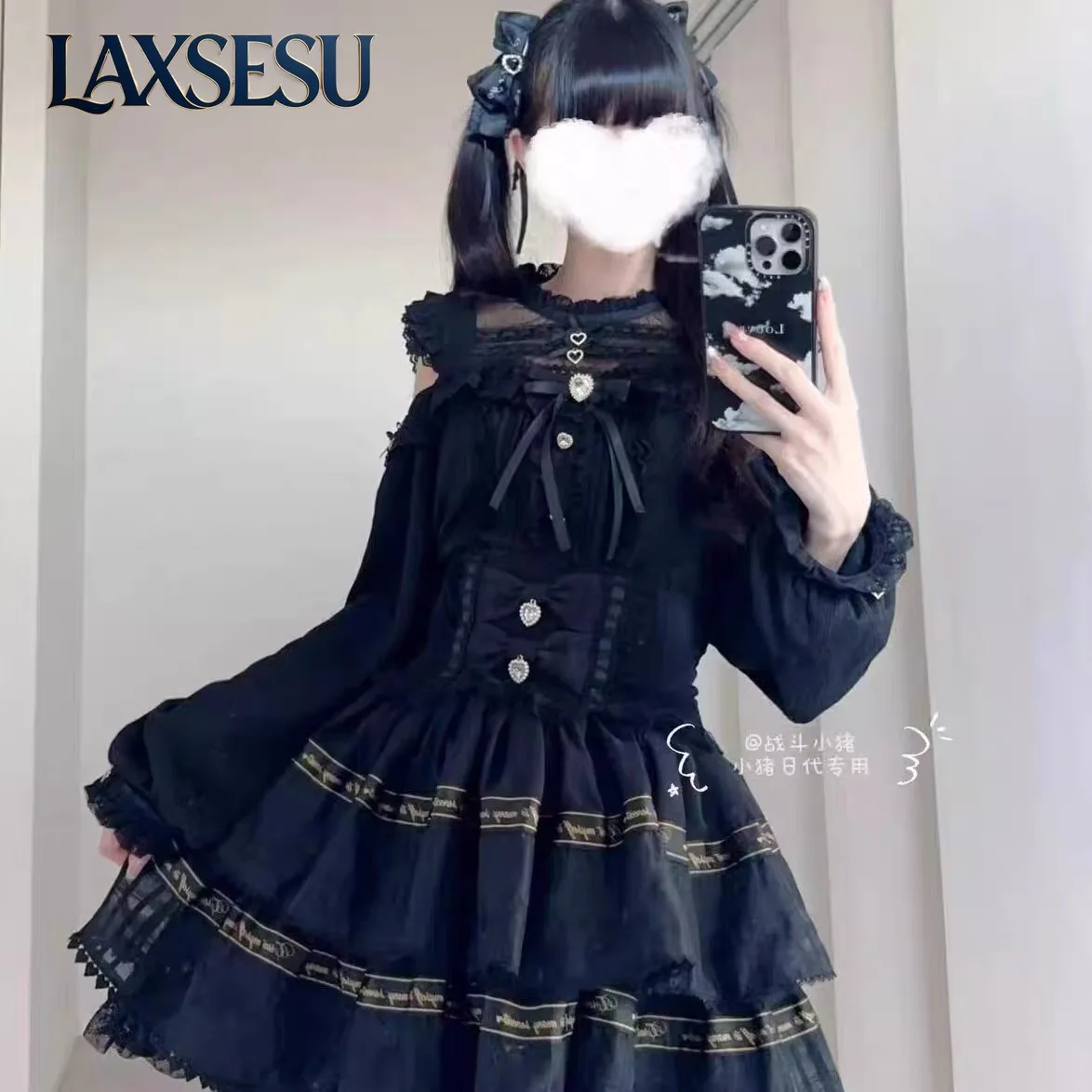 Spring Autumn Long Sleeve Top Lolita Shirt Japanese Style Mass Production Sweet Cute Lace Patchwork Off-shoulder Casual Blouses