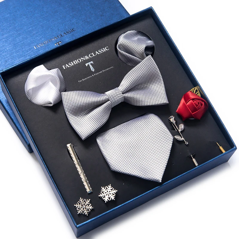 Mix Colors 2022 New Style Classic Wedding Gift Tie Pocket Squares Set Necktie Box Solid Suit Accessories New Year's Day