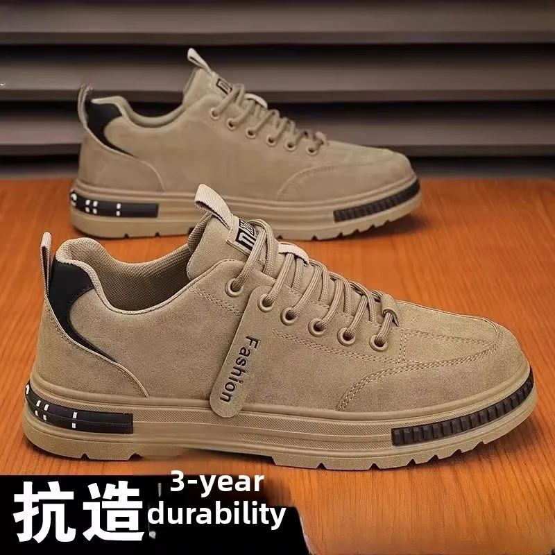 

Новые мужские рабочие ботинки 2025 года: нескользящие, для защиты труда, для стройплощадок, модные, универсальные, дышащие, с круглым носком