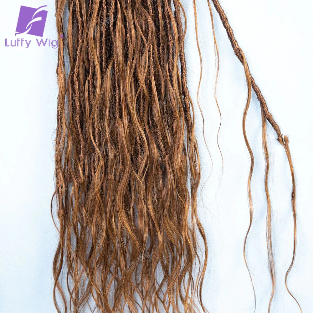 Boho Locs z ludzkimi włosami kręcone końcówki wstępnie zapętlone sztuczne warkocze rozszerzenia bez węzłów miękka bogini szydełkowe włosy plecione ciało fala