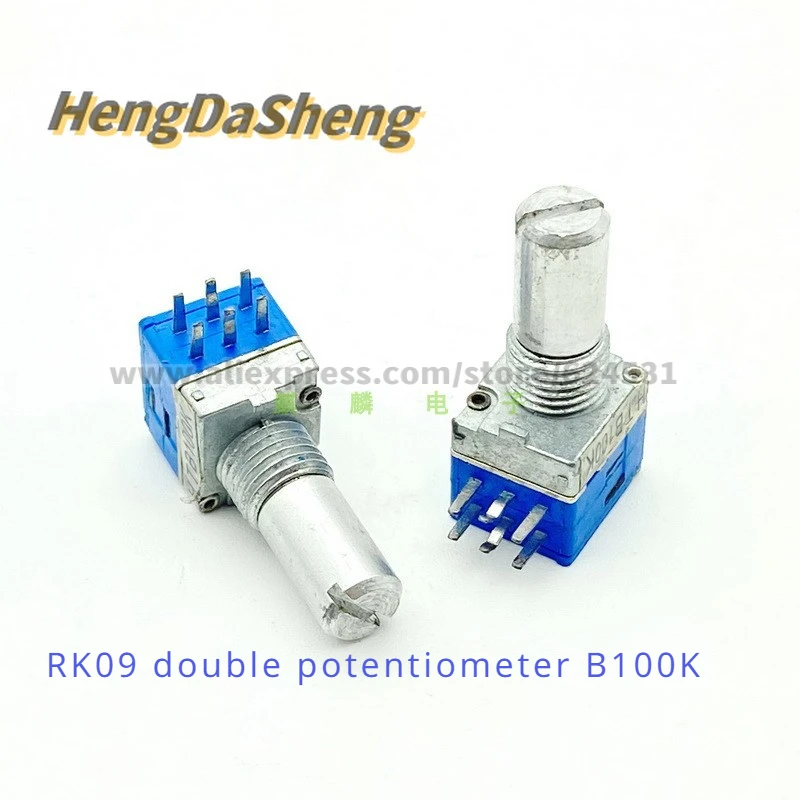 5Pcs/Lot RK09 6-pin Duplex Potentiometer B100K Power Amplifier Audio High And Low Balance Volume Step