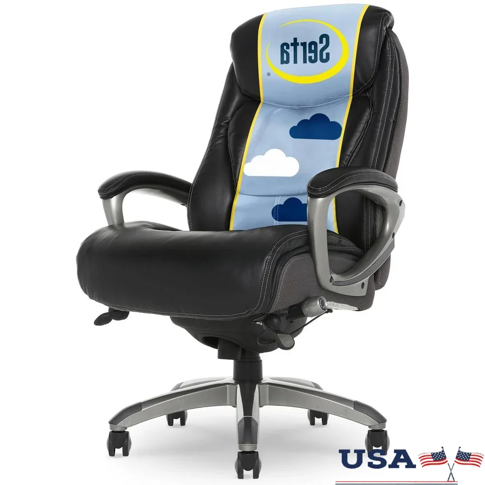 High-Back Executive Desk Chair Adjustable Lumbar Support Ergonomic Body Pillows SmartLayers™ Mesh and Leather Black/Gray 30" x