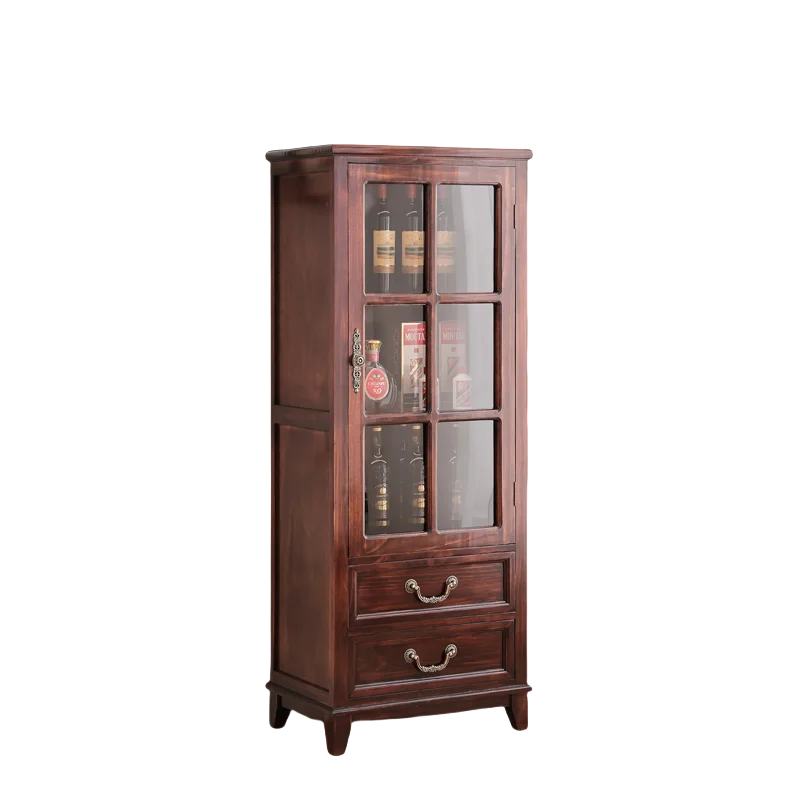 

solid wood high-end living room wine cabinet single door bookshelf Chinese display cabinet