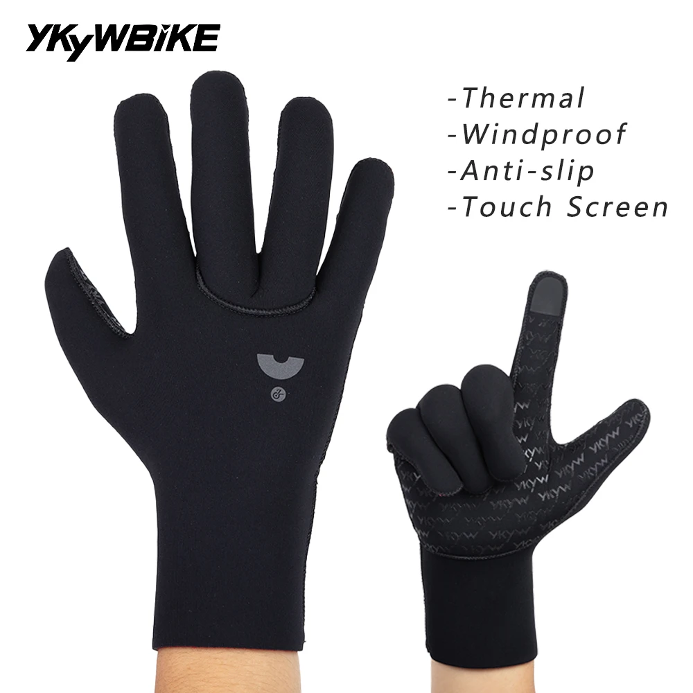 YKYWBIKE 2026 Autumn Winter Cycling Gloves Thermal Windproof Anti-slip Touch Screen Compatible for MTB Road Bike