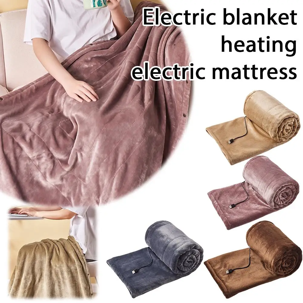 

USB Heated Blanket 3 Gears Heating Coral Velvet Shawl Wearable Electric Blanket Household Winter Body Warmer for Home Office