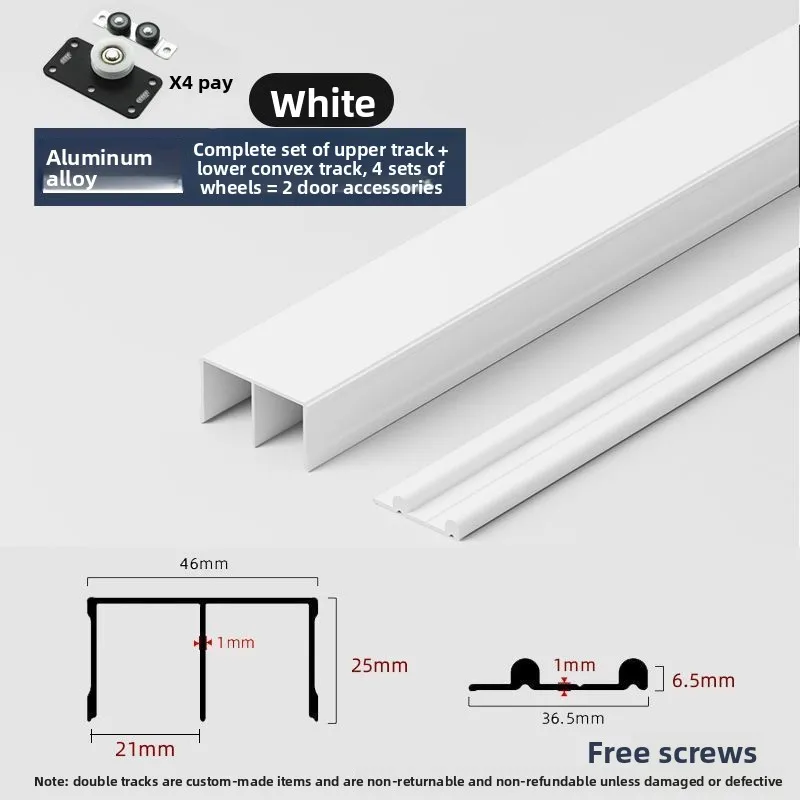 Push-pull deurspoor kledingkast dubbele sleuf bergvormige boven- en ondergeleiderails aluminium schuifdeur accessoires - afbeelding 1