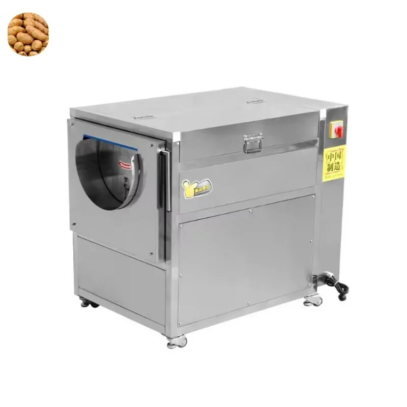 Customized Side Discharge Root Vegetable Washer Multi Purpose Potato Sweet Potato Peeling Machine With Universal Casters