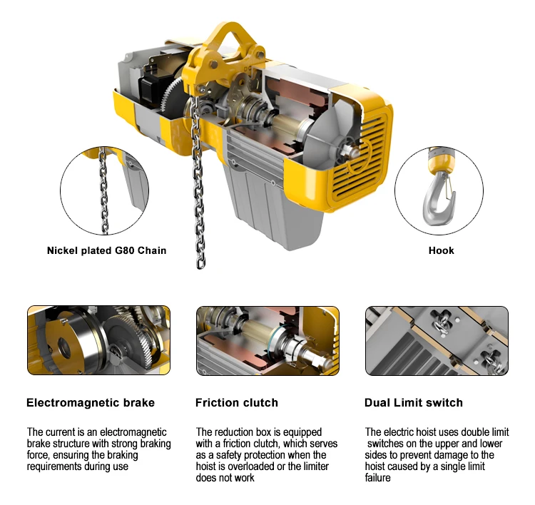 Popular High Quality Low Headroom Electric Hoist Ultra Low Headroom Electric Chain Hoist Single Speed