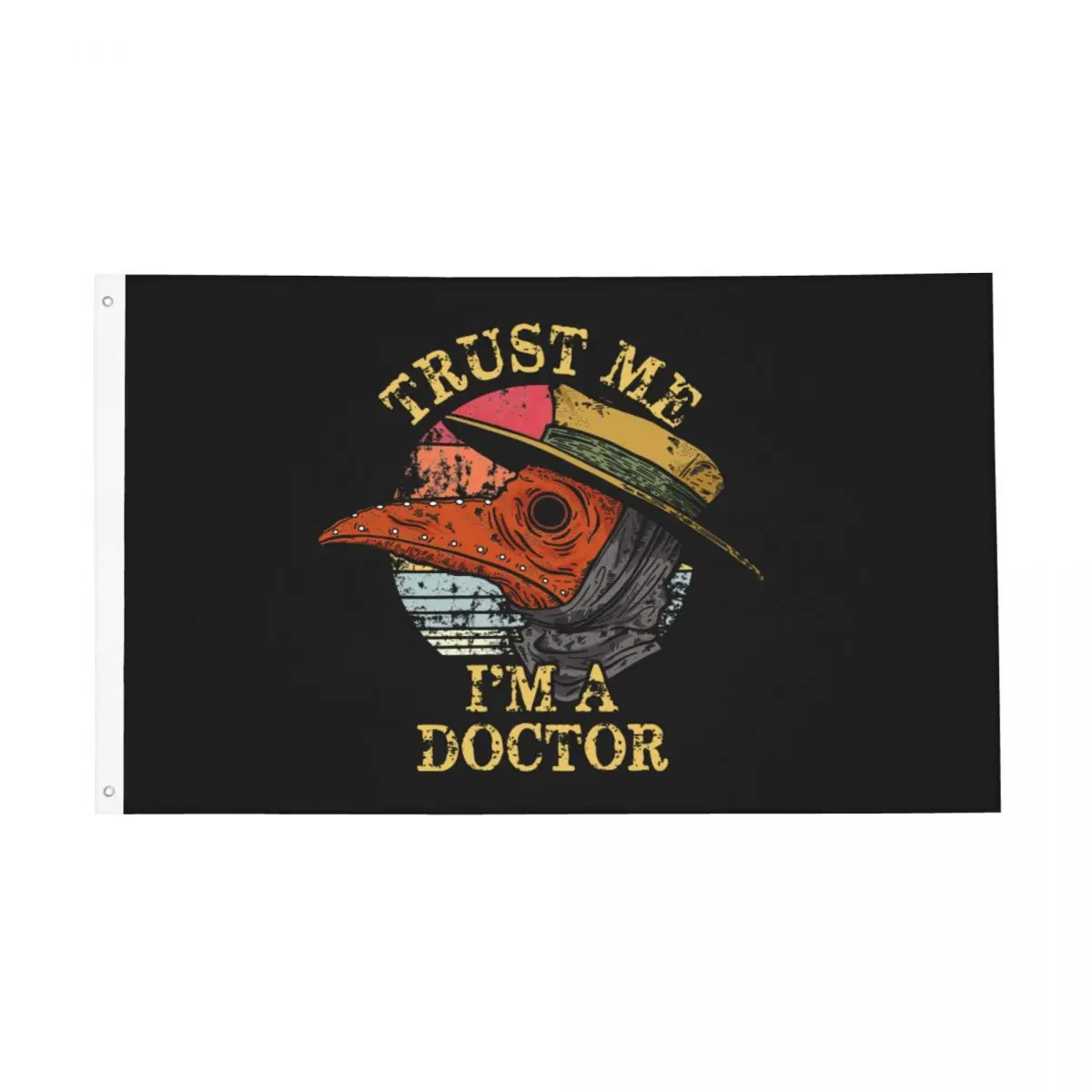 Plague Doctor Trust Me I'm A Doctor Flag Indoor Outdoor Banner Black Death Bird Mask Streetwear Decoration 60x90 90x150cm Flags