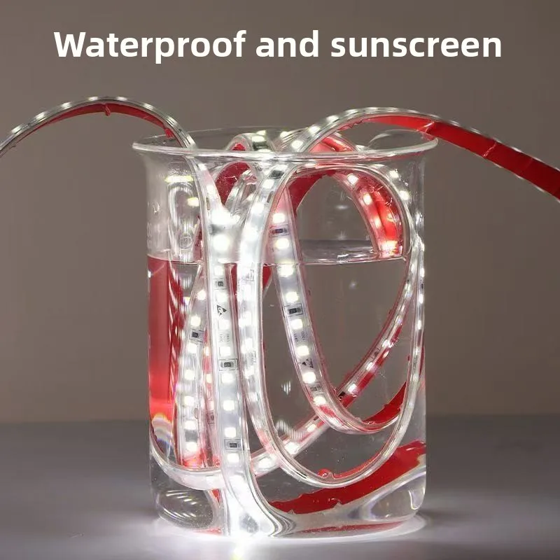 Ultra-thin Waterproof Led Strip Light 10cm Cut 220V 120LEDs/m Self-adhesive Linear Lighting Flexible LED Ribbon Cool&Warml White