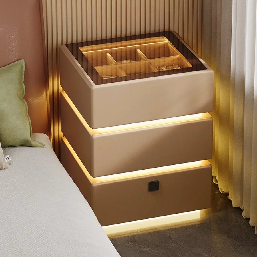 Internet-famous Nightstands Suspended Sturdy Light Modern Nightstand Storage High-end Style Home Furniture Mesita De Noche LJ40