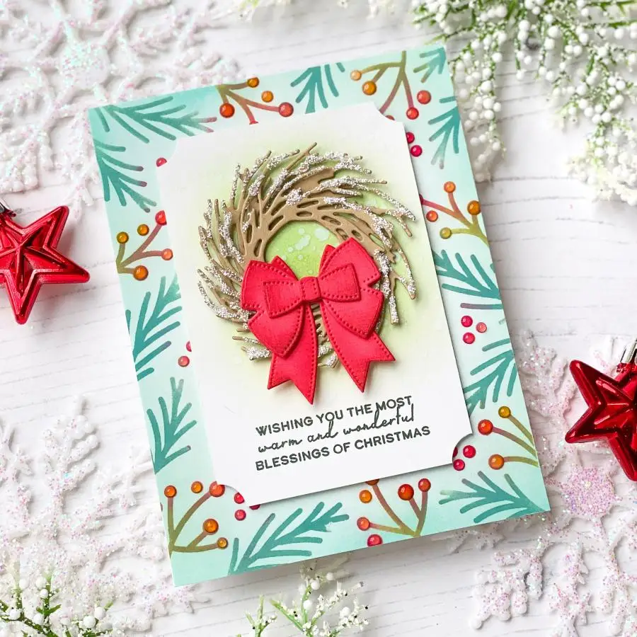 New 2022 Holiday Berries Christmas Background Stencils Scrapbooking for Paper Making Frames Card Craft no Stamp Cutting Dies