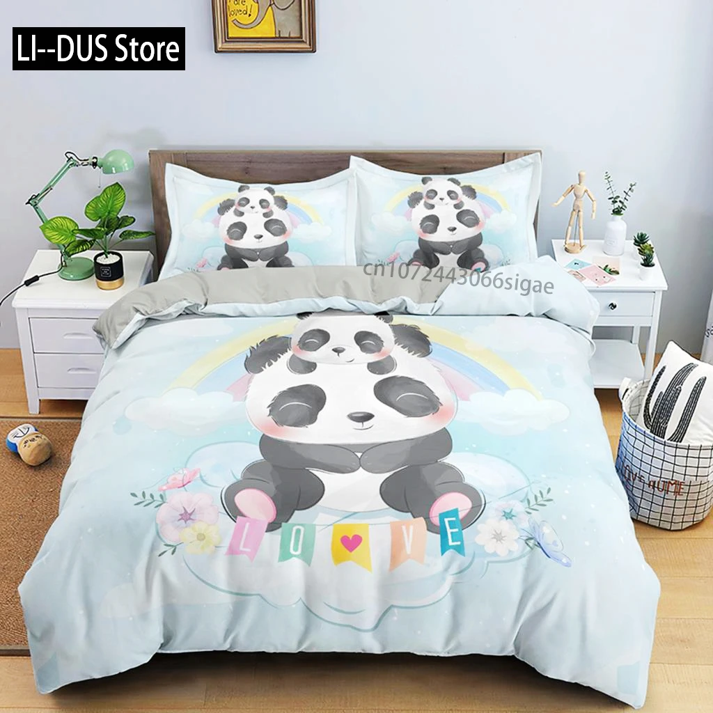 

Cartoon Animal Duvet Cover Set Panda Moon Star Pattern Bedding Set For Kids Single Queen Size Bedclothes Microfiber Quilt Cover