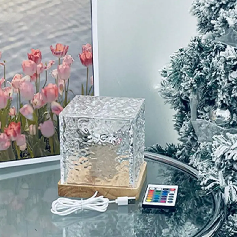Veilleuse transparente avec effet d'eau, fournitures d'éclairage pour table basse, table de chevet, document proxy