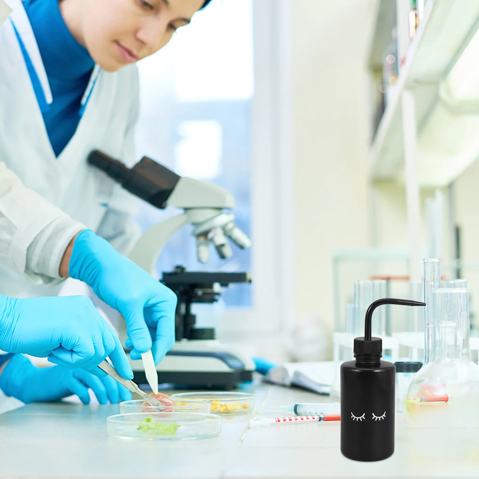 

4pcs Eyelash Cleaning Bottle Curved Nozzle Durable Plastic For Lash Extension Rinse Tattoo Wash Bottles Makeup Brush Cleaner