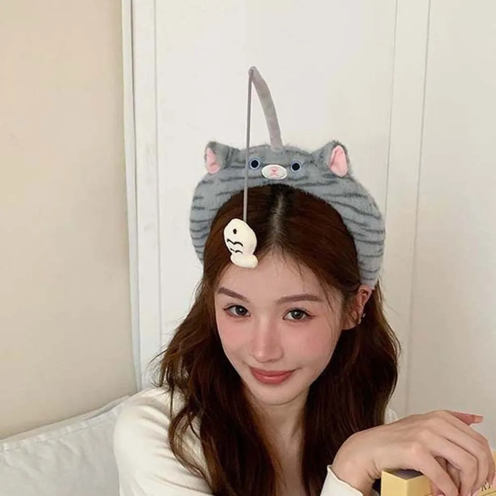 

Daily Hair Accessories Cat Fishing Plush Headband Wacky Panda Adorable Hair Hoop Bear Headwear Girls Cartoon Hairband Party